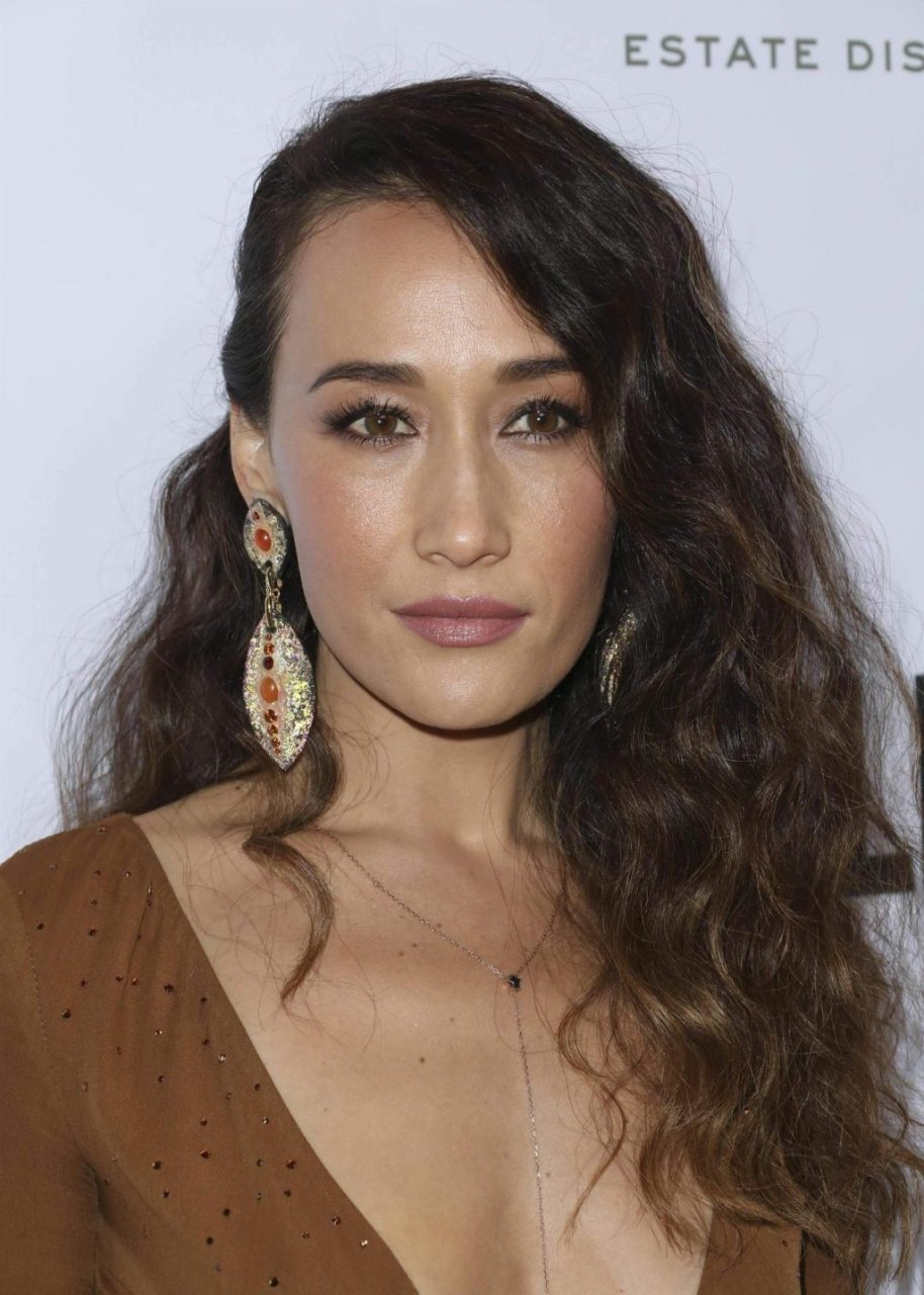 Dress Photos of Maggie Q Appearance on The Red Carpet With Massive Cleavage celebmasta.com 12
