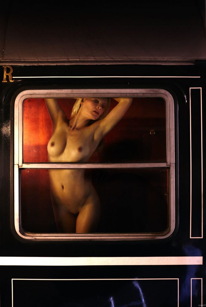Euro Blonde Katharina Bösenecker Shows Her Nude Boobs on a Train gallery, pic 13