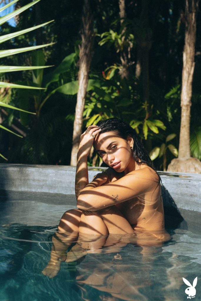 Flawless Brunette Seductress Claudia Tihan Posing Naked in a Pool video screenshot 24
