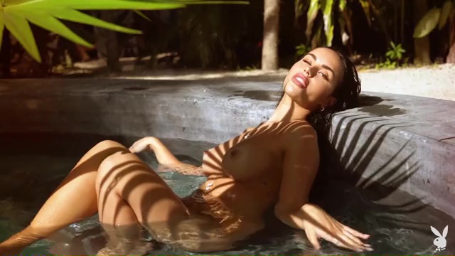 Flawless Brunette Seductress Claudia Tihan Posing Naked in a Pool video screenshot 44
