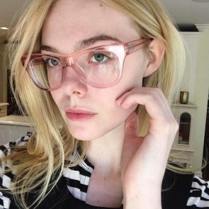Elle Fanning sexy wth eyeglasses