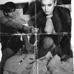 Lindsay Lohan bed boobs