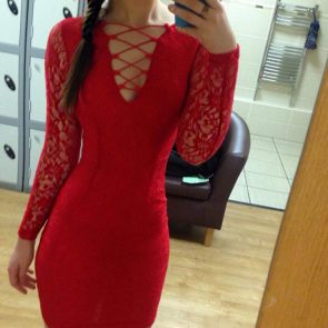 Daisy Wood-Davis hot in red dress