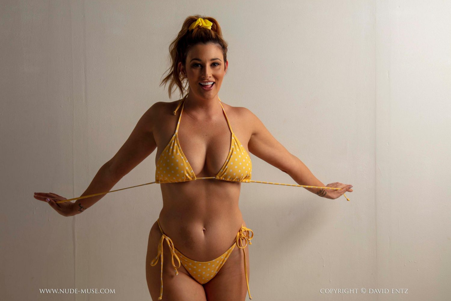 Scarlett Morgan Yellow Polka Dot Bikini Nude Muse