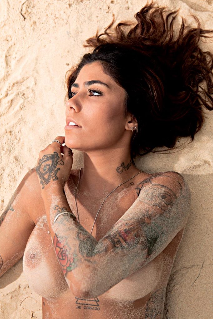Tatted-Up Edgy Brunette Gabriela Rippi Indulging in Skinny Dipping for Playboy gallery, pic 1