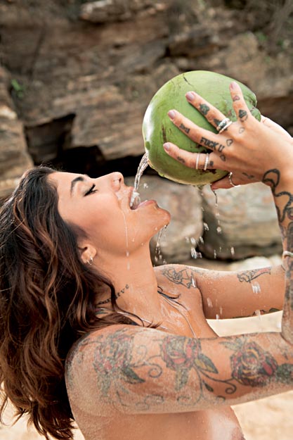 Tatted-Up Edgy Brunette Gabriela Rippi Indulging in Skinny Dipping for Playboy gallery, pic 3