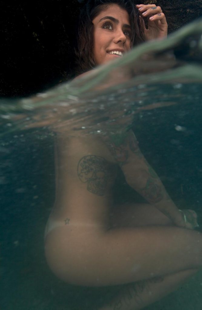 Tatted-Up Edgy Brunette Gabriela Rippi Indulging in Skinny Dipping for Playboy gallery, pic 7